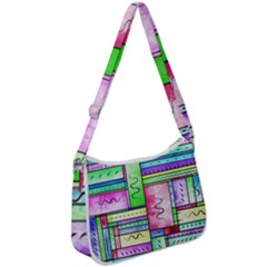 Colorful Pattern Zip Up Shoulder Bag by gasi