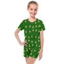 Green Christmas Trees Green Kids  Mesh Tee and Shorts Set View1