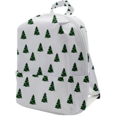 Green Christmas Trees White Zip Up Backpack by TetiBright