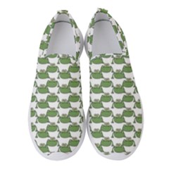 Funny Frog Cartoon Drawing Motif Pattern Women s Slip On Sneakers by dflcprintsclothing