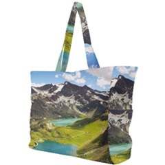 Aerial View Of Mountain And Body Of Water Simple Shoulder Bag by danenraven