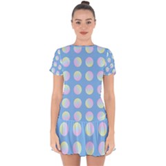 Abstract Stylish Design Pattern Blue Drop Hem Mini Chiffon Dress by brightlightarts