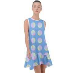 Abstract Stylish Design Pattern Blue Frill Swing Dress by brightlightarts