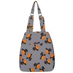 Pumpkin Heads With Hat Gray Center Zip Backpack by TetiBright