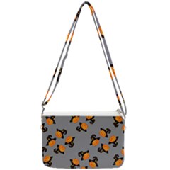 Pumpkin Heads With Hat Gray Double Gusset Crossbody Bag by TetiBright