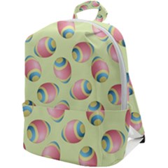 Colorful Easter Eggs Pattern Green Zip Up Backpack by TetiBright