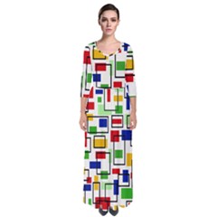 Colorful Rectangles                                                                        Quarter Sleeve Maxi Dress