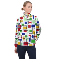 Colorful Rectangles                                                                      Women Half Zip Windbreaker