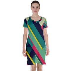 Pattern Abstract Geometric Design Short Sleeve Nightdress