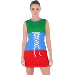 Dagestan Flag Lace Up Front Bodycon Dress by tony4urban