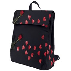 Valentine Day Heart Flower Flap Top Backpack