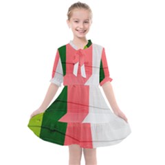 Green Pink Interior Paint Kids  All Frills Chiffon Dress