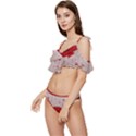 Valentine Day Heart Love Logo Ruffle Edge Tie Up Bikini Set	 View2