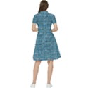 White And Blue Brick Wall Short Sleeve Waist Detail Dress View2