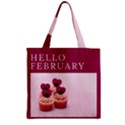 Hello february text and cupcakes Zipper Grocery Tote Bag View1