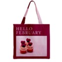 Hello february text and cupcakes Zipper Grocery Tote Bag View2