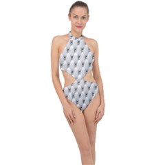 Texture, Leather Sofa Halter Side Cut Swimsuit