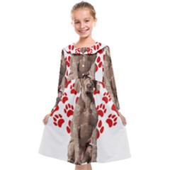 Weimaraner Gifts T- Shirt Cool Weimaraner Valentine Heart Paw Weimaraner Dog Lover Valentine Costume Kids  Midi Sailor Dress