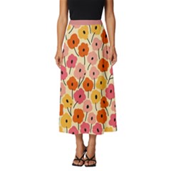 Floral Pattern Shawl Classic Midi Chiffon Skirt