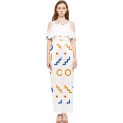 Abstract Dots And Line Pattern T- Shirt Abstract Dots And Line Pattern 4 Draped Sleeveless Chiffon Jumpsuit