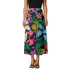 Floral Print  Classic Midi Chiffon Skirt