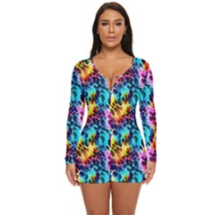 Rainbow Leopard 2 Long Sleeve Boyleg Swimsuit