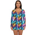 Rainbow Leopard 2 Long Sleeve Boyleg Swimsuit View1