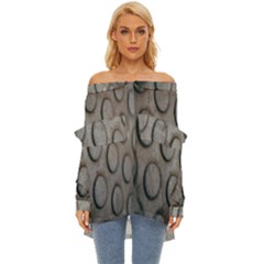 Texture Pattern Wallpaper Off Shoulder Chiffon Pocket Shirt