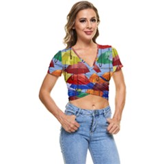 Umbrellas Colourful Short Sleeve Foldover Tee