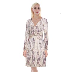 Vintage Floral Pattern Long Sleeve Velvet Front Wrap Dress