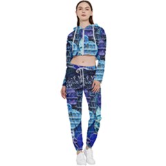 Wallpaper Design Pattern Cropped Zip Up Lounge Set