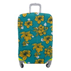 Turquoise And Yellow Floral Luggage Cover (small) by fructosebat