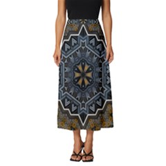 Rosette Mandala Ornament Wallpaper Classic Midi Chiffon Skirt