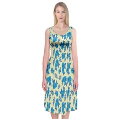 Rose Floral Seamless Pattern Midi Sleeveless Dress