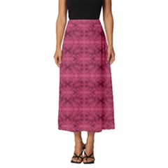 Elegant Pink Floral Geometric Pattern Classic Midi Chiffon Skirt