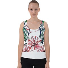 Botanical T- Shirt Botanical Pattern Hummingbird T- Shirt Velvet Tank Top