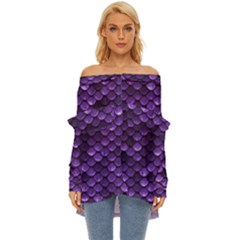 Purple Scales! Off Shoulder Chiffon Pocket Shirt