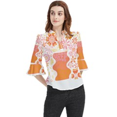 Flower T- Shirt Keep On Growing T- Shirt Loose Horn Sleeve Chiffon Blouse