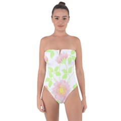 Flowers Illustration T- Shirtflowers T- Shirt (8) Tie Back One Piece Swimsuit