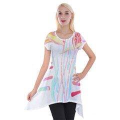 Flowers Lover T- Shirtflowers T- Shirt (4) Short Sleeve Side Drop Tunic