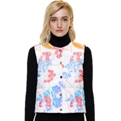 Flowers Pattern T- Shirtflower Pattern Design Drawing T- Shirt Women s Short Button Up Puffer Vest by maxcute