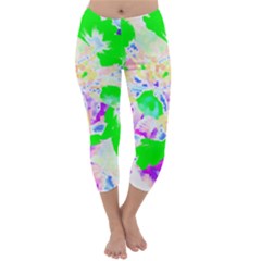 Flowers T- Shirt Abstract Flowers Capri Winter Leggings  by maxcute