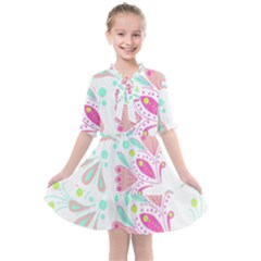 Flowers T- Shirt Batik Flower  Pattern T- Shirt Kids  All Frills Chiffon Dress