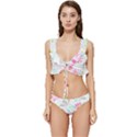 Flowers T- Shirt Batik Flower  Pattern T- Shirt Low Cut Ruffle Edge Bikini Set View1