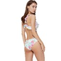 Flowers T- Shirt Batik Flower  Pattern T- Shirt Low Cut Ruffle Edge Bikini Set View3