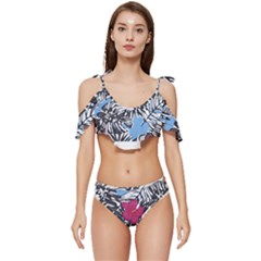 Hawaii T- Shirt Hawaii Blossom Fashion T- Shirt Ruffle Edge Tie Up Bikini Set	