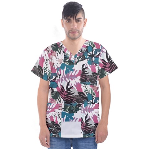 Hawaii T- Shirt Hawaii Quater Pattern T- Shirt Men s V-neck Scrub Top by maxcute