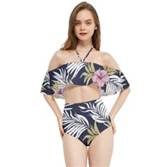 Hawaii T- Shirt Hawaii Trumpet Modern T- Shirt Halter Flowy Bikini Set 