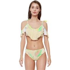 Leaves Design T- Shirtleaves T- Shirt (2) Ruffle Edge Tie Up Bikini Set	