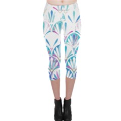 Pattern T- Shirt Glamorous Twenties Art Deco Pastel Pattern T- Shirt Capri Leggings  by maxcute